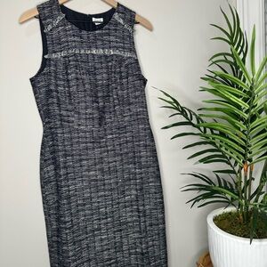 J. Crew Black and Gray Sleeveless Midi Dress